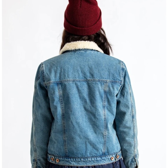 Brixton Jackets & Coats Brixton Broadway Sherpa Denim Jacket Faded